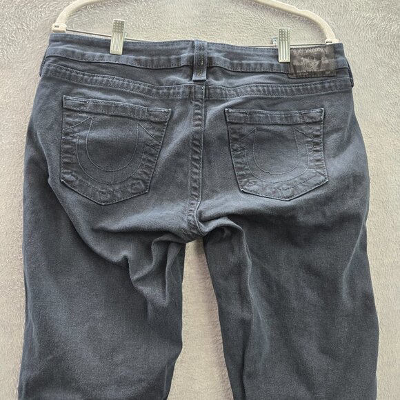 True Religion Women Jeans 32 Black Casey‎ Super Skinny Low Rise Studded Pockets - Picture 7 of 15